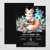 Fun Fantasy Fox Geburtstag digital Einladung (Vorne/Hinten)