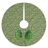 Fun Fantasy Peacock Print mit grünem Bow Polyester Weihnachtsbaumdecke (Vorderseite)
