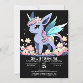 Fun Fantasy Unicorn Digitaler Geburtstag Einladung