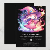 Fun Fantasy Wizard Geburtstag Einladung (Vorne/Hinten)