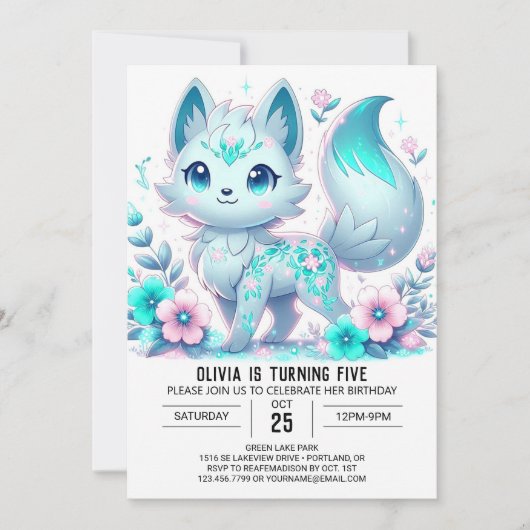 Fun Fantasy Wolf Digital Geburtstag Einladung (Vorderseite)