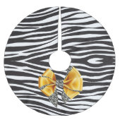 Fun Fantasy Zebra Print mit Gold Bow Polyester Weihnachtsbaumdecke (Vorderseite)