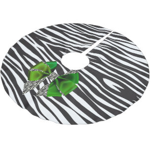 Fun Fantasy Zebra Print mit grünem Bow Polyester Weihnachtsbaumdecke