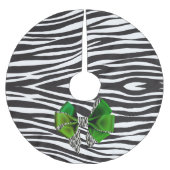 Fun Fantasy Zebra Print mit grünem Bow Polyester Weihnachtsbaumdecke (Vorderseite)