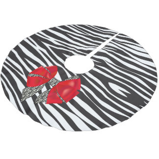 Fun Fantasy Zebra Print mit Red Bow Polyester Weihnachtsbaumdecke