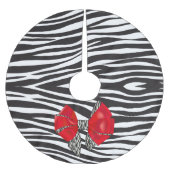 Fun Fantasy Zebra Print mit Red Bow Polyester Weihnachtsbaumdecke (Vorderseite)