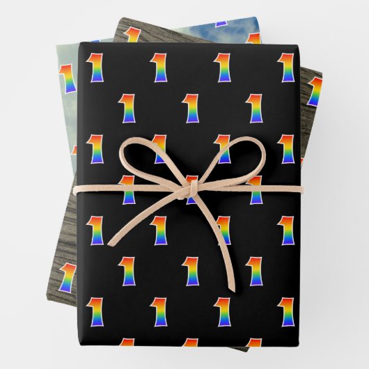 Fun, farbenfroh, Regenbogenspektrum Muster 1 Event Geschenkpapier Set (Beispiel)