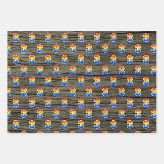 Fun, farbenfroh, Regenbogenspektrum Muster 3 Veran Geschenkpapier Set (Vorderseite 2)