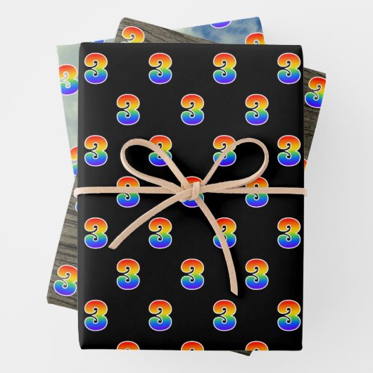 Fun, farbenfroh, Regenbogenspektrum Muster 3 Veran Geschenkpapier Set (Beispiel)