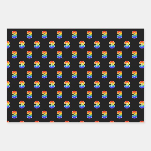 Fun, farbenfroh, Regenbogenspektrum Muster 3 Veran Geschenkpapier Set (Vorderseite)