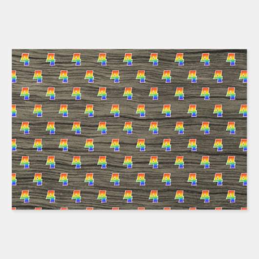 Fun, farbenfroh, Regenbogenspektrum Muster 4 Event Geschenkpapier Set (Vorderseite 2)