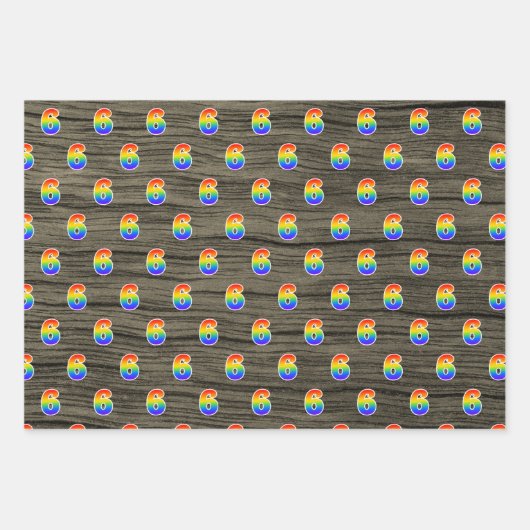 Fun, farbenfroh, Regenbogenspektrum Muster 6 Event Geschenkpapier Set (Vorderseite 2)