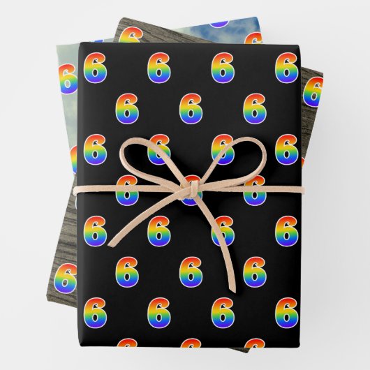 Fun, farbenfroh, Regenbogenspektrum Muster 6 Event Geschenkpapier Set (Beispiel)