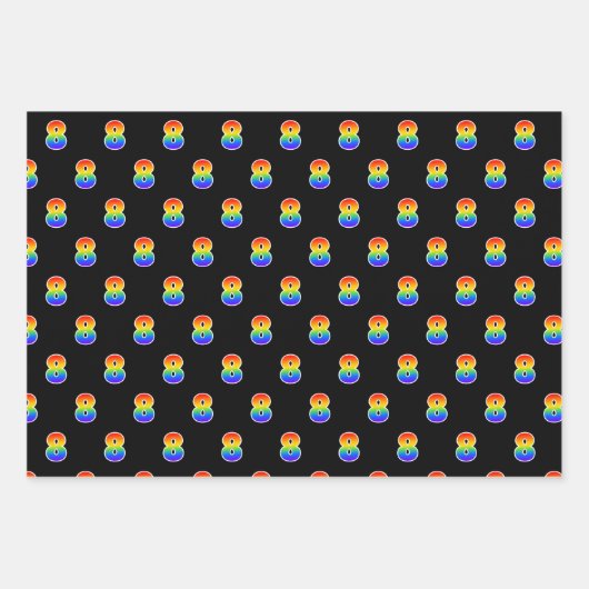 Fun, farbenfroh, Regenbogenspektrum Muster 8 Event Geschenkpapier Set (Vorderseite)