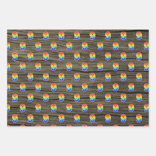 Fun, farbenfroh, Regenbogenspektrum Muster 9 Event Geschenkpapier Set (Vorderseite 2)