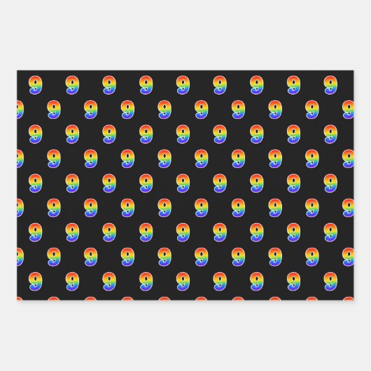 Fun, farbenfroh, Regenbogenspektrum Muster 9 Event Geschenkpapier Set (Vorderseite)