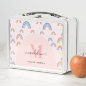 Fun farbenfroh rosa Rainbow Girly Monogram Metall Brotdose (Beispiel)
