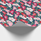 Fun farbenfroh rosa rot-weißes Blumenmuster Gesche Geschenkpapier (Ecke)