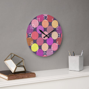 Fun farbenfroh, zeitgenössisch Polka Dots Art Must Große Wanduhr