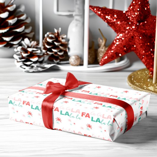 Fun farbenfrohe Fa La Typografie Muster Geschenkpapier Set