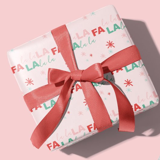 Fun farbenfrohe Fa La Typografie Muster Rosa Geschenkpapier