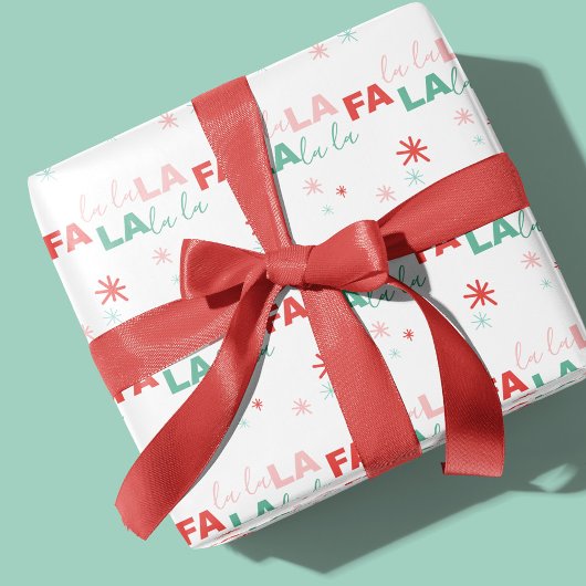 Fun farbenfrohe Fa La Typografie Muster Weiß Geschenkpapier