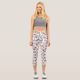 Fun farbenfrohe Frühjahrsschmetterlingsgestaltung Capri Leggings