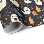 Fun farbenfrohe Geister Halloween Geschenkpapier (Rolleneckpunkt)