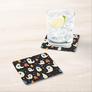 Fun farbenfrohe Geister Halloween Rechteckiger Pappuntersetzer