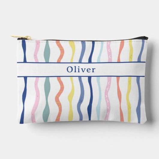 Fun farbenfrohe gestrichene Streifen Zipper Pencil Zubehörtasche (Vorderseite)