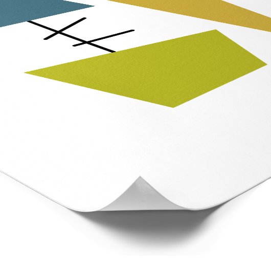 Fun farbenfrohe Hanging Geometric Mid Century Poster (Ecke)