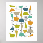 Fun farbenfrohe Hanging Geometric Mid Century Poster (Vorne)
