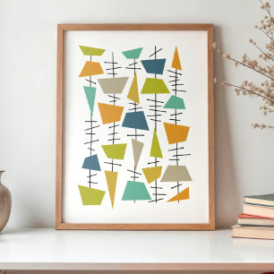 Fun farbenfrohe Hanging Geometric Mid Century Poster