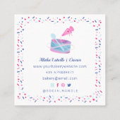 Fun farbenfrohe Konditorkuchen Bäckerei & Tools Ro Quadratische Visitenkarte (Rückseite)