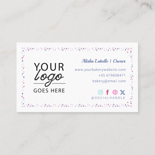 Fun farbenfrohe Konditorkuchen Bäckerei & Tools Ro Visitenkarte (Rückseite)