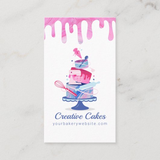 Fun farbenfrohe Konditorkuchen Bäckerei & Tools Ro Visitenkarte (Vorderseite)