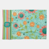 Fun farbenfrohe Monogramm erste Streifen Blüte Geschirrtuch (Horizontal)