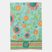 Fun farbenfrohe Monogramm erste Streifen Blüte Geschirrtuch (Vertikal)