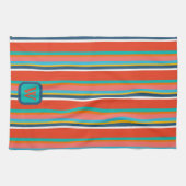 Fun farbenfrohe Monogramm zuerst Streifen Geschirrtuch (Horizontal)