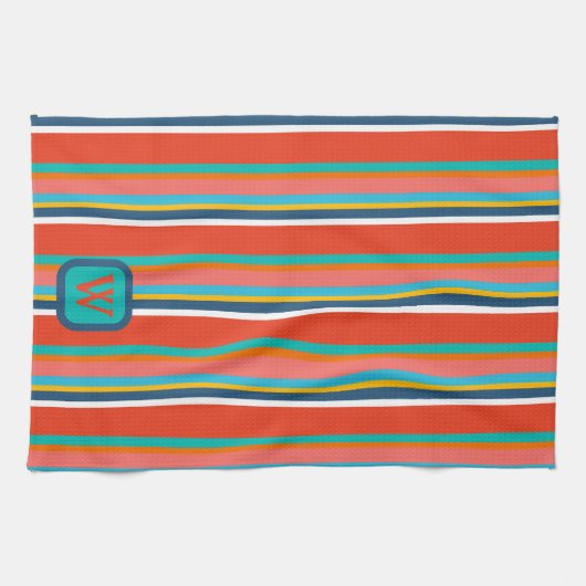 Fun farbenfrohe Monogramm zuerst Streifen Geschirrtuch (Horizontal)