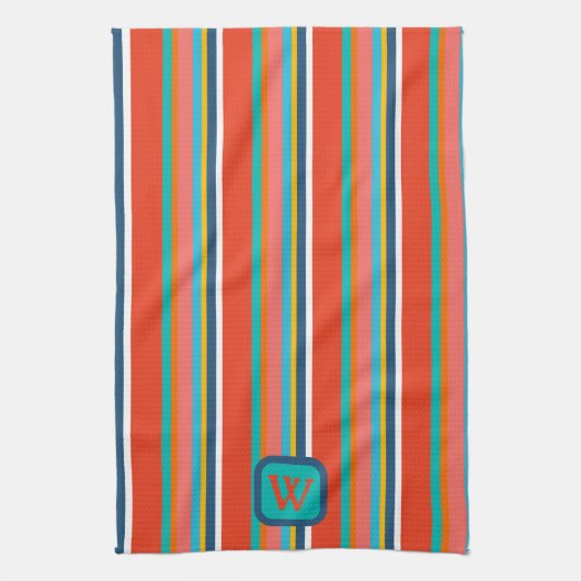 Fun farbenfrohe Monogramm zuerst Streifen Geschirrtuch (Vertikal)