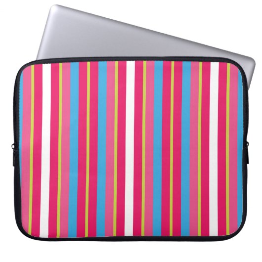 Fun farbenfrohe Multistreifen Laptopschutzhülle (Vorderseite)