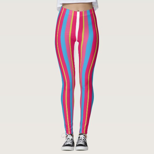 Fun farbenfrohe Multistreifen Leggings (Vorderseite)