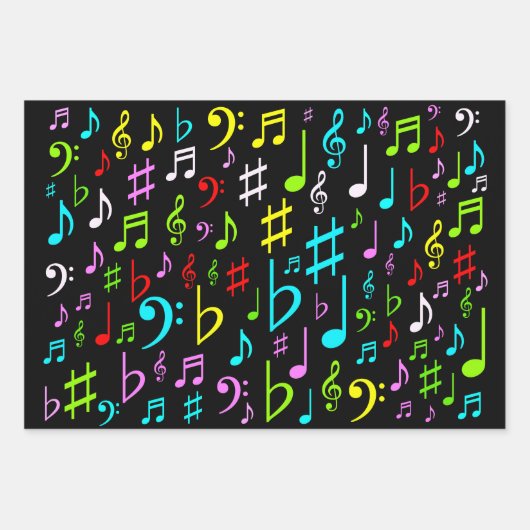Fun, farbenfrohe Noten und Symbole Geschenkpapier Set (Vorderseite 3)