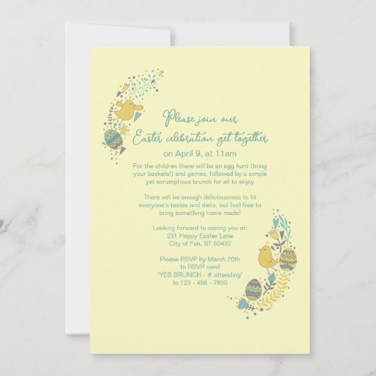 Fun farbenfrohe Osterfeier Ei Hunt Einladung (Rückseite)