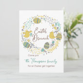 Fun farbenfrohe Osterfeier Ei Hunt Einladung (Stehend Vorderseite)