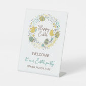 Fun farbenfrohe Osterfeier Jäger Jagen Begrüßungsz Sockelschild (Vorderseite)