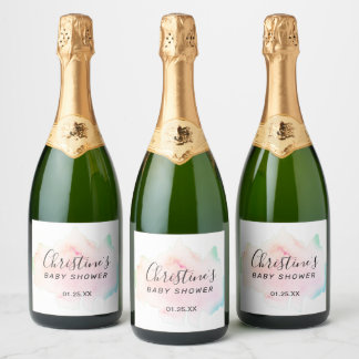 Fun farbenfrohe Pastelfarben-Splash-Labels Schaumweinetikett