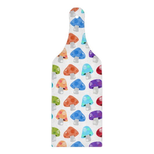 Fun farbenfrohe Pilze Glas Cutting Board Schneidebrett (Vorderseite)