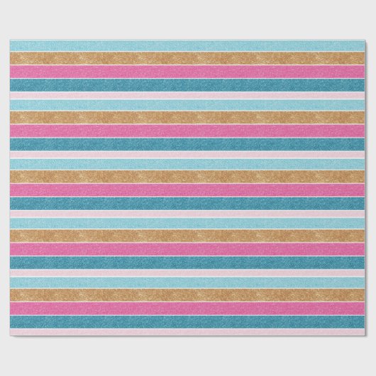 Fun Farbenfrohe Regenbogen Streifen Imitate Glitze Geschenkpapier (Flach)